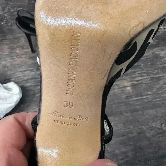 Luciano Padovan Made in ITALY Black & Beige Heeled Pumps Sandals size 39 - Picture 16 of 16